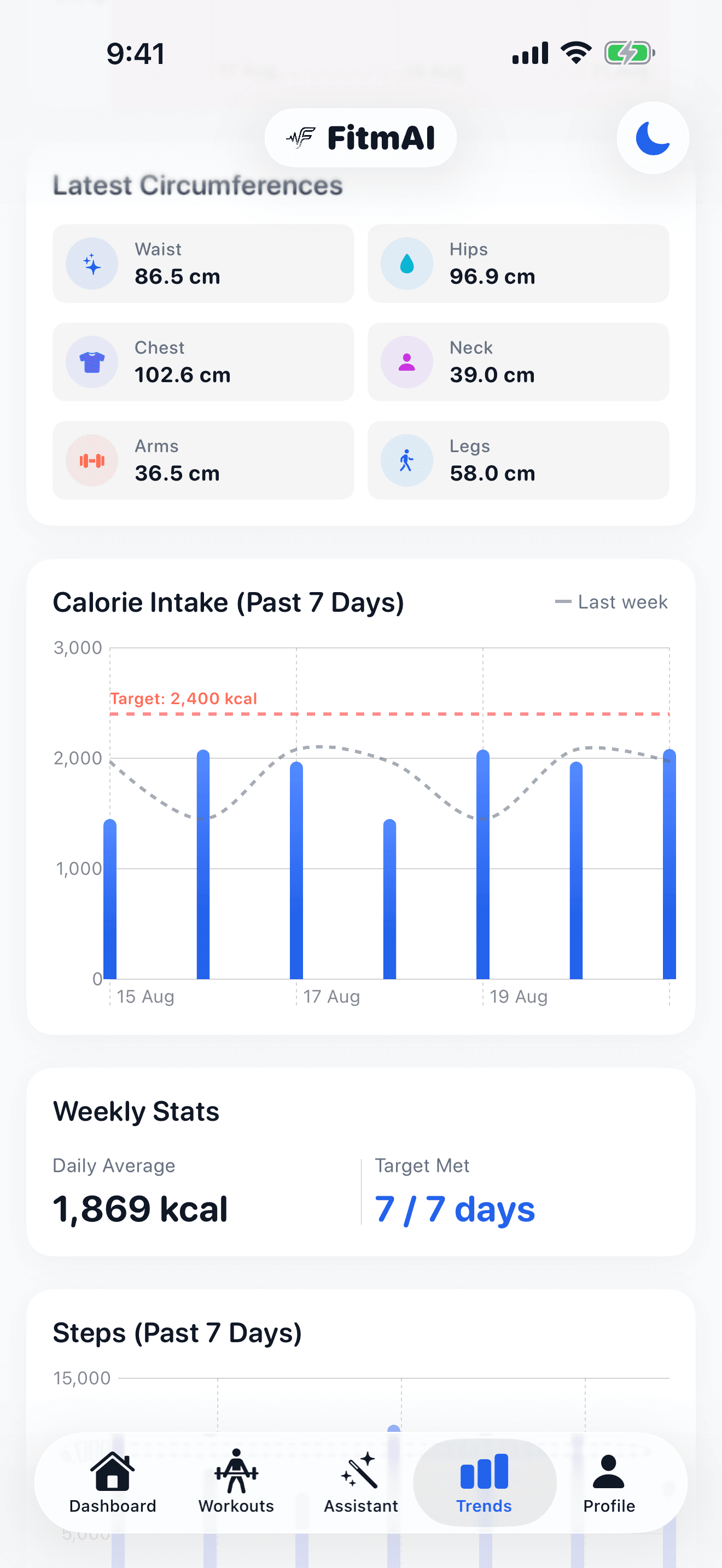 FitmAI Weight screen on iPhone