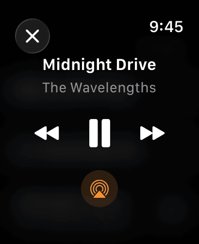 jwatch Now Playing screen on Apple Watch