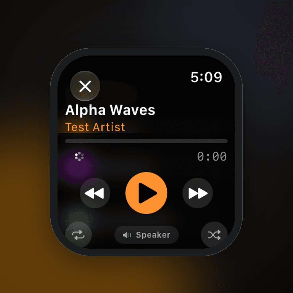 TunefinWatch Now Playing screen on Apple Watch